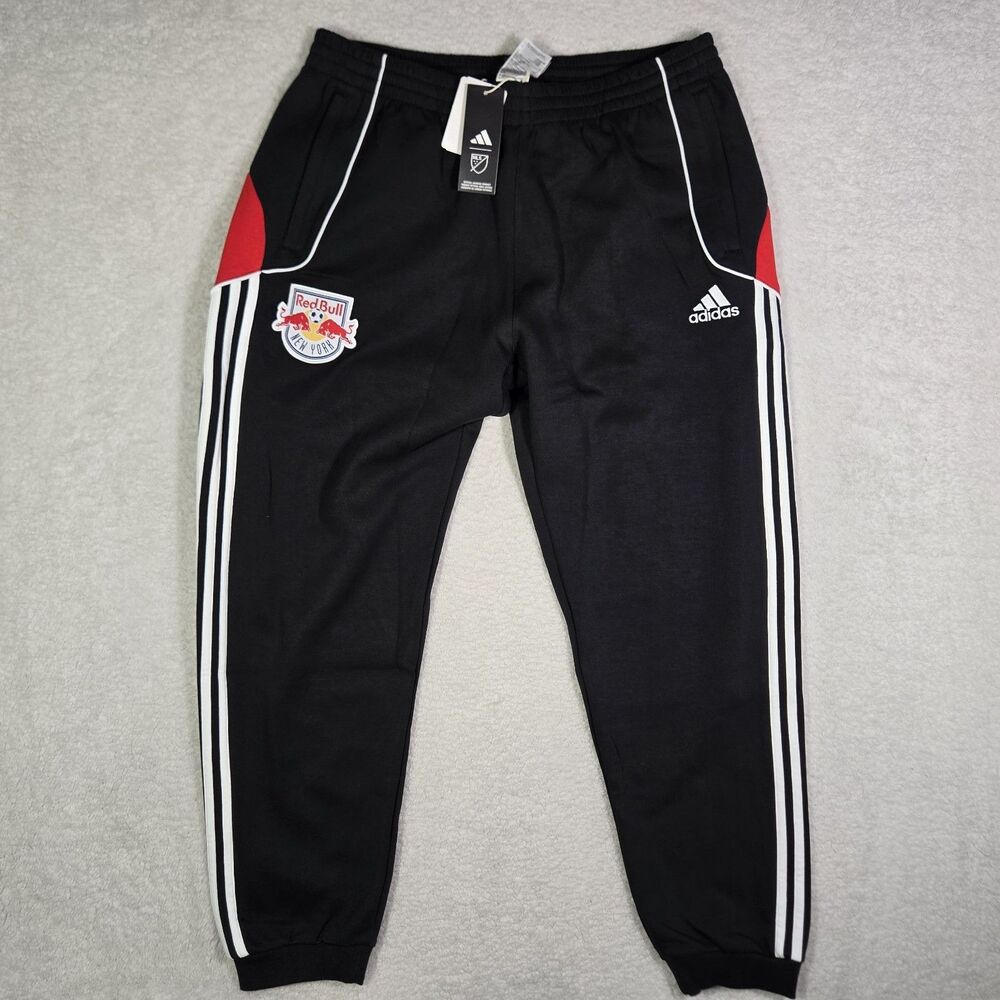 Adidas New York Red Bulls MLS Black Travel Jogger Pants Sweatpants Mens XL